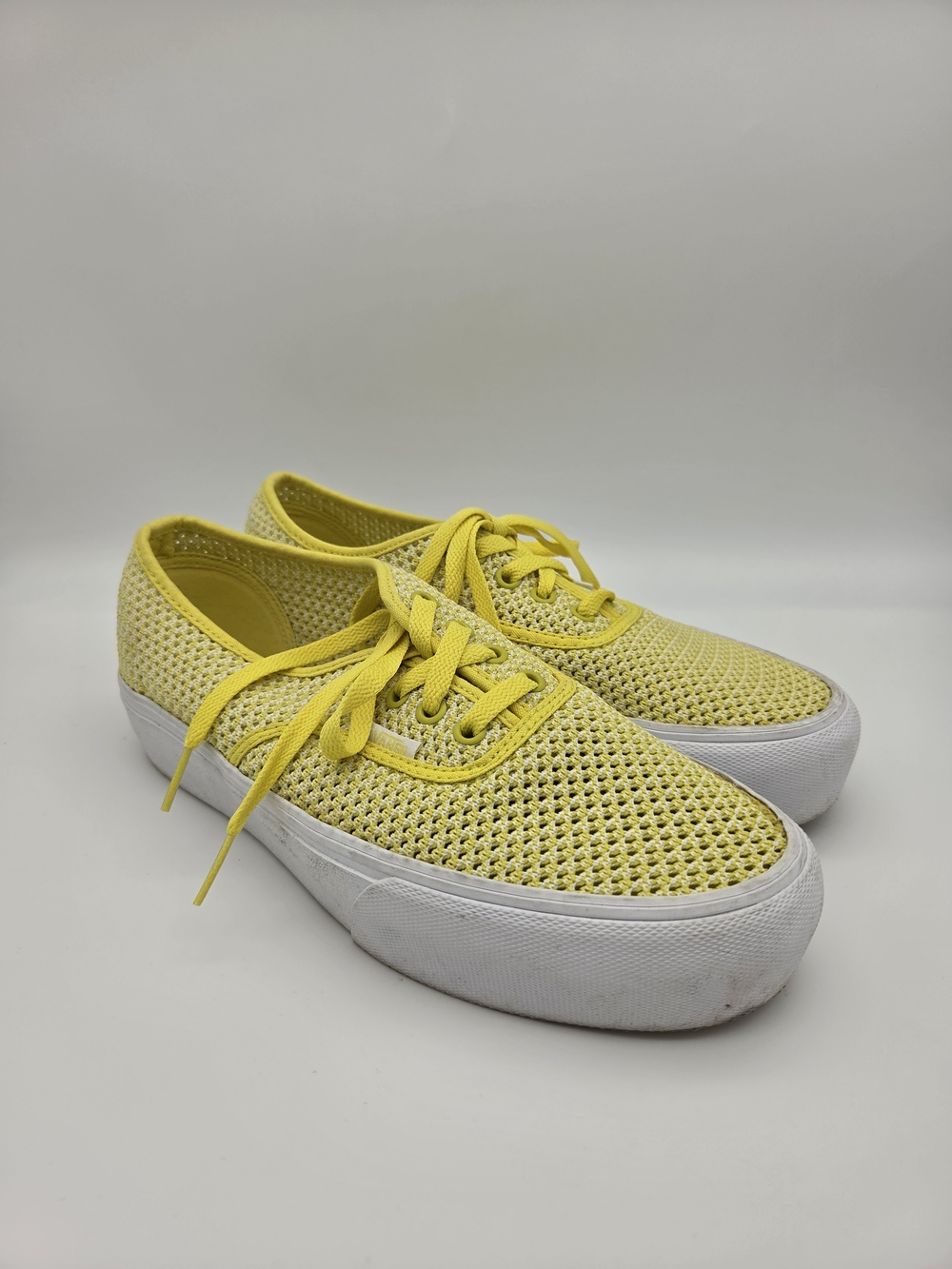 Vans Authentic Open Knit Mesh Yellow Platform Sneakers Size 8.5w